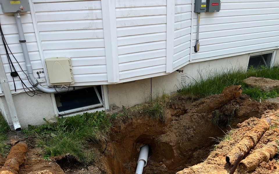 New Sewer Main Curb to basement Photo
